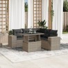 6-tlg. Garten-Sofagarnitur mit Kissen Hellgrau Poly Rattan