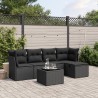 6-tlg. Garten-Sofagarnitur mit Kissen Schwarz Poly Rattan