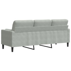 3-Sitzer-Sofa mit Zierkissen Hellgrau 180 cm Samt