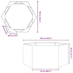 Pflanzkübel Anthrazit Sechseckig 104x90x45 Stahl