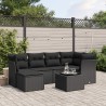 7-tlg. Garten-Sofagarnitur mit Kissen Schwarz Poly Rattan