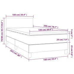 Boxspringbett mit Matratze & LED Schwarz 100x200 cm Stoff