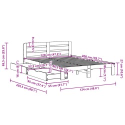 Massivholzbett ohne Matratze 120x200 cm Kiefernholz