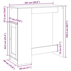 Bartisch mit Regal Schwarz 101x40x103,5 cm Holzwerkstoff