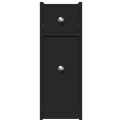 Badschrank Schmal mit Rollen Schwarz Holzwerkstoff