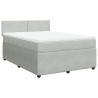 Boxspringbett mit Matratze Hellgrau 160x200 cm Samt