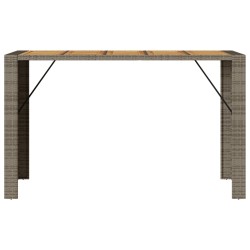 Garten-Bartisch mit Holzplatte Grau 185x80x110 cm Polyrattan