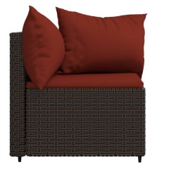 Garten-Ecksofas mit Kissen 2 Stk. Braun Poly Rattan