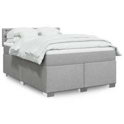 Boxspringbett mit Matratze Hellgrau 140x190 cm Stoff