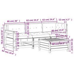 4-tlg. Garten-Lounge-Set mit Kissen Weiß Massivholz Kiefer