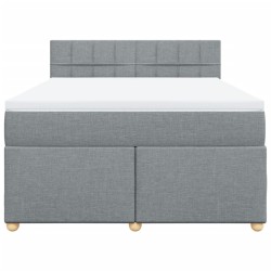 Boxspringbett mit Matratze Hellgrau 140x190 cm Stoff