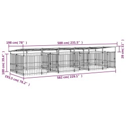 Outdoor-Hundezwinger mit Dach Stahl 11,26 m²