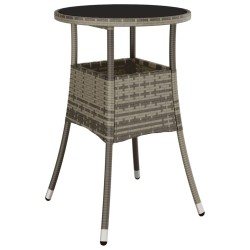 3-tlg. Garten-Bistro-Set mit Kissen Schwarz Poly Rattan