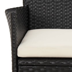 3-tlg. Garten-Bistro-Set mit Kissen Schwarz Poly Rattan