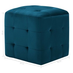 Pouf 2 Stk. Blau 30x30x30 cm Samtstoff