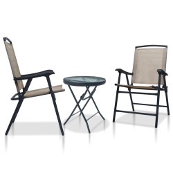 3-tlg. Bistro-Set Taupe Stahl