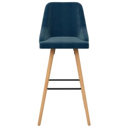 Barhocker 2 Stk. Blau Samt