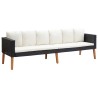 3-Sitzer-Gartensofa mit Auflagen Poly Rattan Schwarz