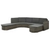 4-tlg. Garten-Lounge-Set mit Auflagen Poly Rattan Grau