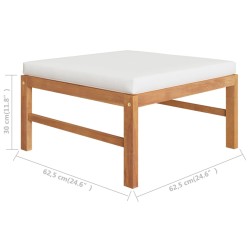 Fußhocker mit Creme Kissen Massivholz Teak