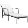 Sonnenliegen 2 Stk. mit Tisch Poly Rattan Schwarz