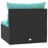 Garten-Mittelsofa mit Kissen Schwarz Poly Rattan