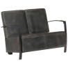 2-Sitzer-Sofa Grau Echtleder