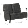 2-Sitzer-Sofa Grau Echtleder