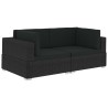 Ecksofas 2 Stk. mit Auflagen Poly Rattan Schwarz