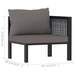 Sofa-Eckelement mit Linker Armlehne Poly Rattan Anthrazit