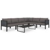 Sofa-Eckelement mit Linker Armlehne Poly Rattan Anthrazit