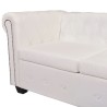 Chesterfield Ecksofa 5-Sitzer Kunstleder Weiß