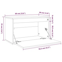 Wandschrank Schwarz 60x30x35 cm Massivholz Kiefer