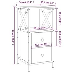 Nachttisch Grau Sonoma-Eiche 34x35,5x70 cm Holzwerkstoff