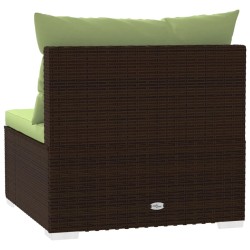 3-Sitzer-Sofa mit Kissen Braun Poly Rattan