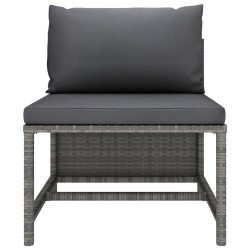 Modulares Mittelsofa mit Kissen Grau Poly Rattan