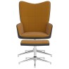 Relaxsessel mit Hocker Braun Samt und PVC