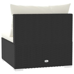 Garten-Mittelsofa mit Kissen Schwarz Poly Rattan