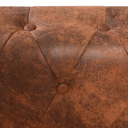 Chesterfield Ecksofa 6-Sitzer Kunstleder Braun