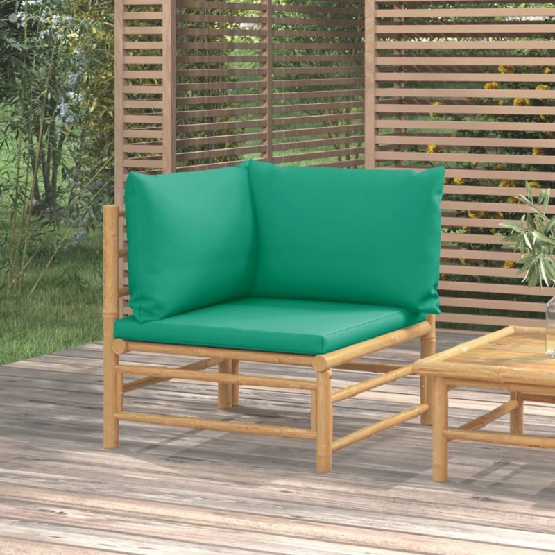 Garten-Ecksofa mit Grünen Kissen Bambus