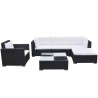 6-tlg. Garten-Lounge-Set mit Auflagen Poly Rattan Schwarz