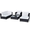 6-tlg. Garten-Lounge-Set mit Auflagen Poly Rattan Schwarz