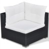 6-tlg. Garten-Lounge-Set mit Auflagen Poly Rattan Schwarz