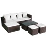 4-tlg. Garten-Lounge-Set mit Auflagen Poly Rattan Braun