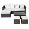 4-tlg. Garten-Lounge-Set mit Auflagen Poly Rattan Braun