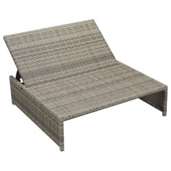 5-tlg. Garten-Lounge-Set mit Auflagen Poly Rattan Grau