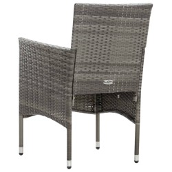 4-tlg. Garten-Lounge-Set mit Auflagen Poly Rattan Grau