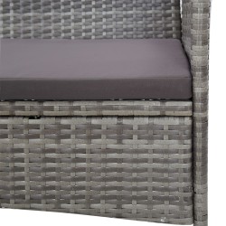 4-tlg. Garten-Lounge-Set mit Auflagen Poly Rattan Grau