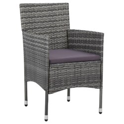 Garten-Essstühle 2 Stk. Poly Rattan Grau