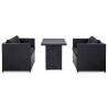 3-tlg. Garten-Lounge-Set mit Auflagen Poly Rattan Schwarz